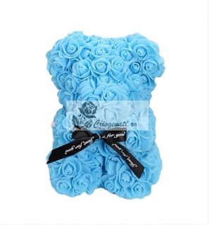 Ursulet de spuma Bleu Decorat Manual in cutie